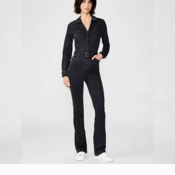 Paige Black Denim Jumpsuit - Size 2 - Picture 2 of 6